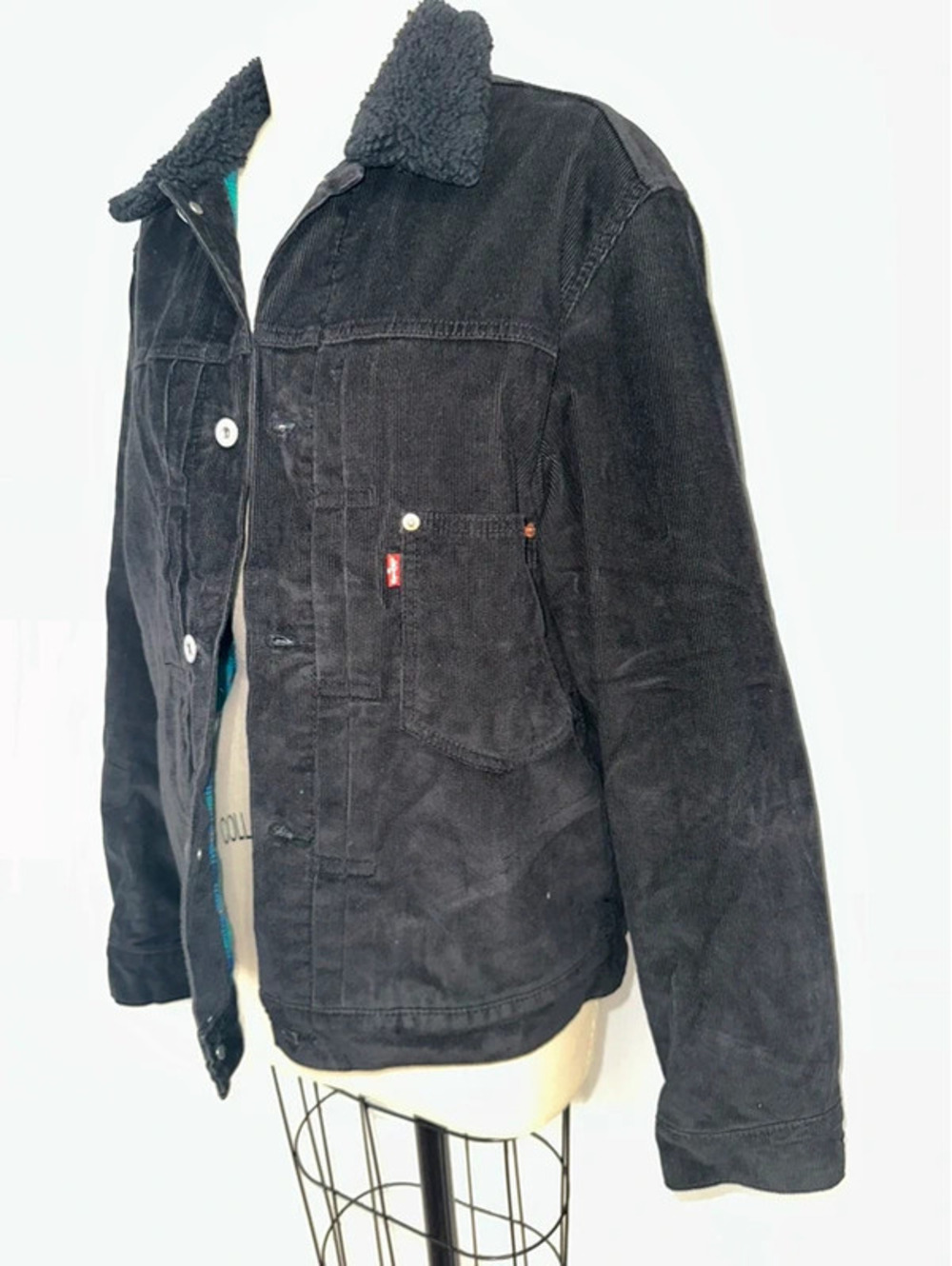 Levi's Lined Corduroy Trucker Jacket Y2K Fall Black M
